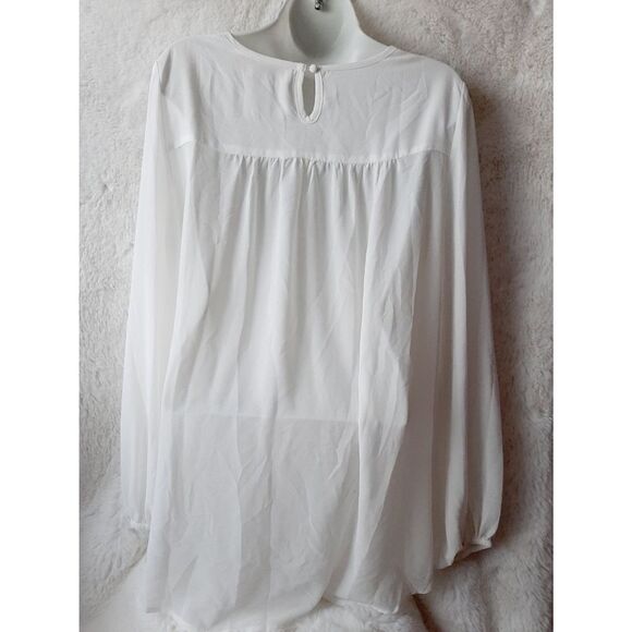 UMGEE white sheer sequin baloon sleeve large blouse - Picture 3 of 5